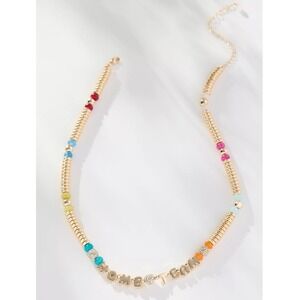 By Anthropologie Beaded Bubble-Letter Necklace - Home Team -‎ NWT